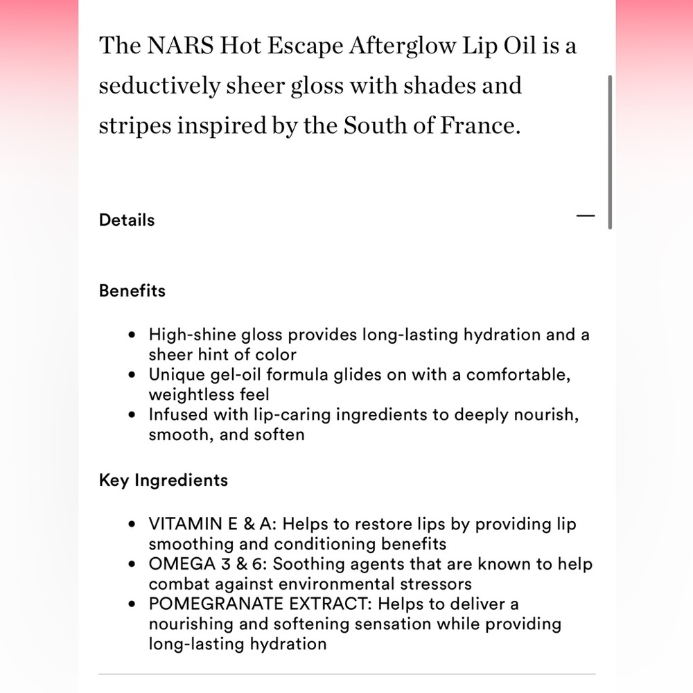 NARS ‘High Life’ Hot Escape Afterglow Lip Oil - Picture 7 of 8